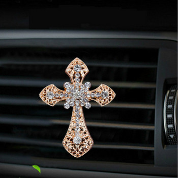 MR TEA Diamond Cross Αποσμητικό αέρα Κράμα Κρυστάλλινο Στολίδι αυτοκινήτου Αυτοκίνητα Διακόσμηση Εσωτερικών Χώρων Αεραγωγοί Κλιπ αρώματος Auto Δώρο