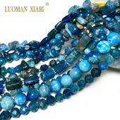 Veleprodajna perla od prirodnog apatita od plavog kamena, različitog oblika, neobrađena, okrugla, kvadratna, nepravilna za izradu nakita, narukvica „diy“