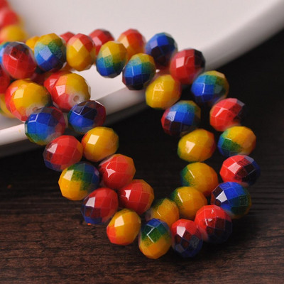 Oslikano dugino neprozirno staklo 6x4 mm 8x6 mm 10x7 mm Rondelle fasetirane labave razmaknice za izradu nakita DIY rukotvorine