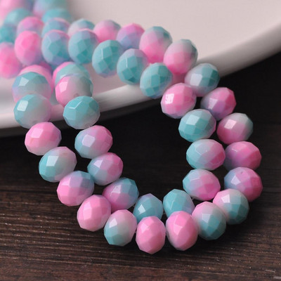 Oslikano dugino neprozirno staklo 6x4 mm 8x6 mm 10x7 mm Rondelle fasetirane labave razmaknice za izradu nakita DIY rukotvorine