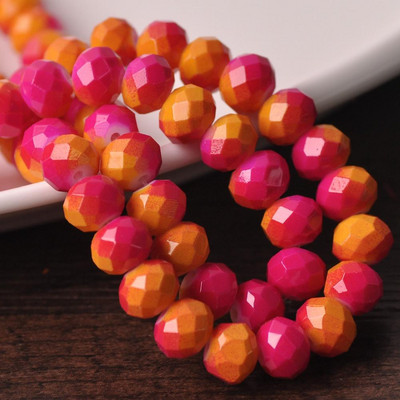 Oslikano dugino neprozirno staklo 6x4 mm 8x6 mm 10x7 mm Rondelle fasetirane labave razmaknice za izradu nakita DIY rukotvorine