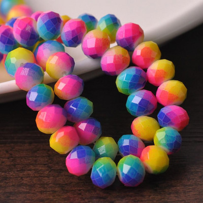 Oslikano dugino neprozirno staklo 6x4 mm 8x6 mm 10x7 mm Rondelle fasetirane labave razmaknice za izradu nakita DIY rukotvorine