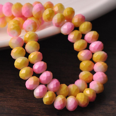 Oslikano dugino neprozirno staklo 6x4 mm 8x6 mm 10x7 mm Rondelle fasetirane labave razmaknice za izradu nakita DIY rukotvorine