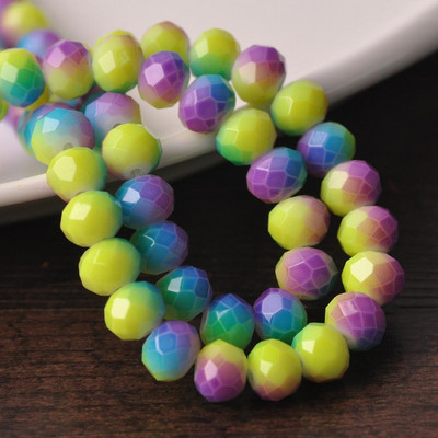 Oslikano dugino neprozirno staklo 6x4 mm 8x6 mm 10x7 mm Rondelle fasetirane labave razmaknice za izradu nakita DIY rukotvorine