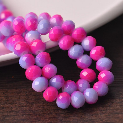 Oslikano dugino neprozirno staklo 6x4 mm 8x6 mm 10x7 mm Rondelle fasetirane labave razmaknice za izradu nakita DIY rukotvorine