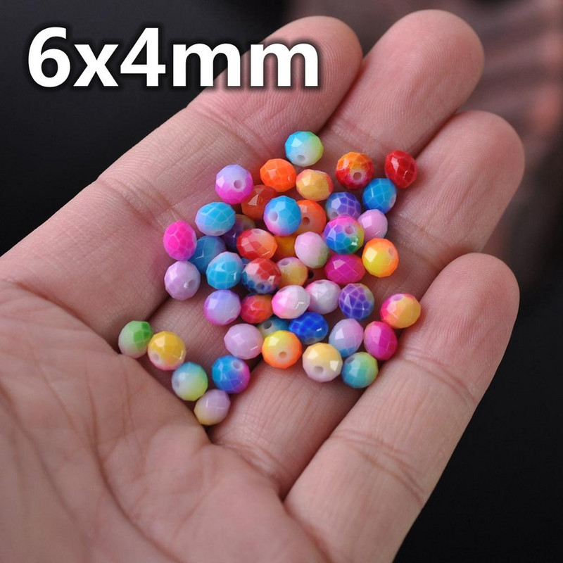 Oslikano dugino neprozirno staklo 6x4 mm 8x6 mm 10x7 mm Rondelle fasetirane labave razmaknice za izradu nakita DIY rukotvorine