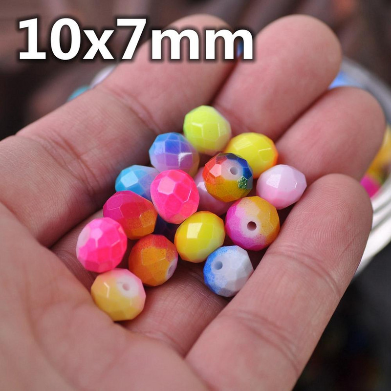 Oslikano dugino neprozirno staklo 6x4 mm 8x6 mm 10x7 mm Rondelle fasetirane labave razmaknice za izradu nakita DIY rukotvorine