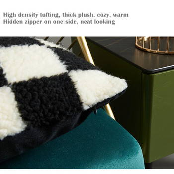 Нова луксозна калъфка за възглавници от агнешка вълна 30X50/45X45/50X50CM Дебела плюшена решетка тип лястовица Шахматна дъска Кариран диван Cojine Decorativos