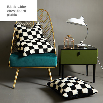 Új luxus báránygyapjú tufting párnahuzat 30X50/45X45/50X50CM vastag plüss fecskerács sakktábla kockás kanapé Cojine Decorativos