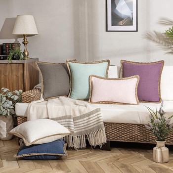 Κάλυμμα μαξιλαριού λινό Edge για Σαλόνι Falbala Throw Pillows Πολύχρωμη Διακοσμητική Μαξιλαροθήκη Σπιτιού Nordic Housse De Coussin