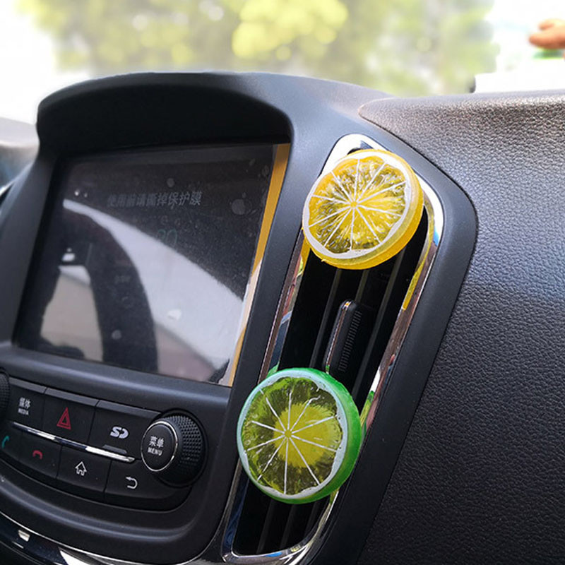 Citrom alakú autós formázó autós légfrissítő szilárd illat, automatikus kilépő parfüm légkondícionáló szellőzőkapocs ajándék szilárd balzsam