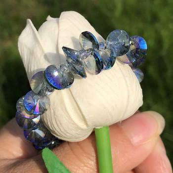 Синя многоцветна сателитна бормашина Сплескана ронделла Кристални стъклени мъниста Изработка на бижута Страничен отвор Мъниста Направи си сам Гривна Аксесоари за уши
