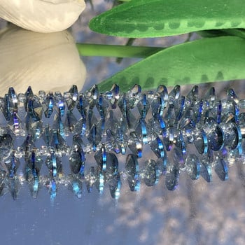 Μπλε πολύχρωμο δορυφορικό τρυπάνι Oblate Rondelle Crystal Glass Bead Jewelry Making Side Hole Beads Diy Αξεσουάρ αυτιών βραχιόλι