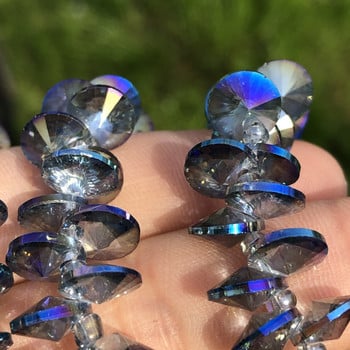 Синя многоцветна сателитна бормашина Сплескана ронделла Кристални стъклени мъниста Изработка на бижута Страничен отвор Мъниста Направи си сам Гривна Аксесоари за уши