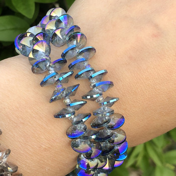 Μπλε πολύχρωμο δορυφορικό τρυπάνι Oblate Rondelle Crystal Glass Bead Jewelry Making Side Hole Beads Diy Αξεσουάρ αυτιών βραχιόλι