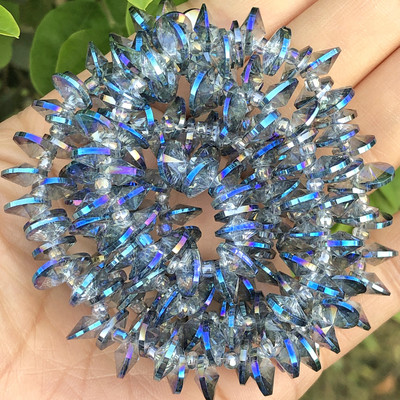 Μπλε πολύχρωμο δορυφορικό τρυπάνι Oblate Rondelle Crystal Glass Bead Jewelry Making Side Hole Beads Diy Αξεσουάρ αυτιών βραχιόλι