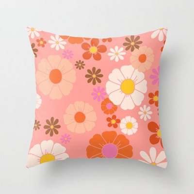 Combinație de perne de flori nordice moderne, pernă de plante portocalie, pernă de canapea, fată de pernă, pernă de birou, pernă pentru somn de după-amiază
