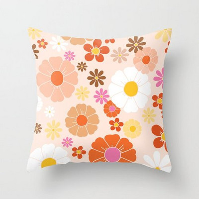Combinație de perne de flori nordice moderne, pernă de plante portocalie, pernă de canapea, fată de pernă, pernă de birou, pernă pentru somn de după-amiază