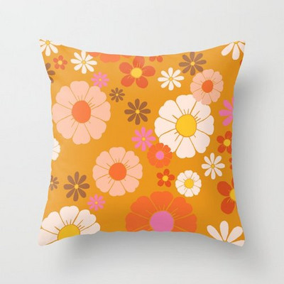 Combinație de perne de flori nordice moderne, pernă de plante portocalie, pernă de canapea, fată de pernă, pernă de birou, pernă pentru somn de după-amiază