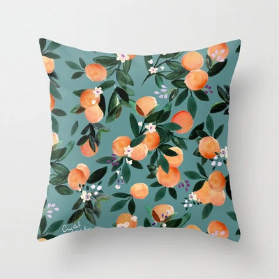 Combinație de perne de flori nordice moderne, pernă de plante portocalie, pernă de canapea, fată de pernă, pernă de birou, pernă pentru somn de după-amiază