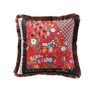 45 x 45 cm-es luxus tigris duplex nyomtatás négyzet alakú párnahuzat modell nappali kanapé dekoratív bojt párna bársony párnahuzat