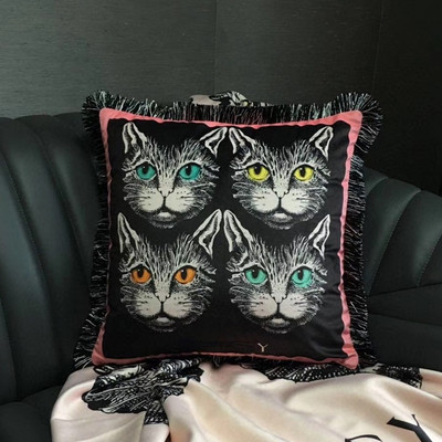 45 x 45 cm-es luxus tigris duplex nyomtatás négyzet alakú párnahuzat modell nappali kanapé dekoratív bojt párna bársony párnahuzat
