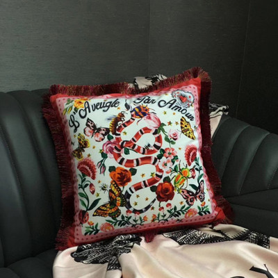 45 x 45 cm-es luxus tigris duplex nyomtatás négyzet alakú párnahuzat modell nappali kanapé dekoratív bojt párna bársony párnahuzat