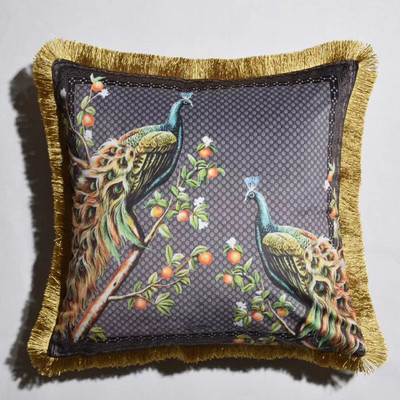 45 x 45 cm-es luxus tigris duplex nyomtatás négyzet alakú párnahuzat modell nappali kanapé dekoratív bojt párna bársony párnahuzat