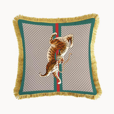 45 x 45 cm-es luxus tigris duplex nyomtatás négyzet alakú párnahuzat modell nappali kanapé dekoratív bojt párna bársony párnahuzat