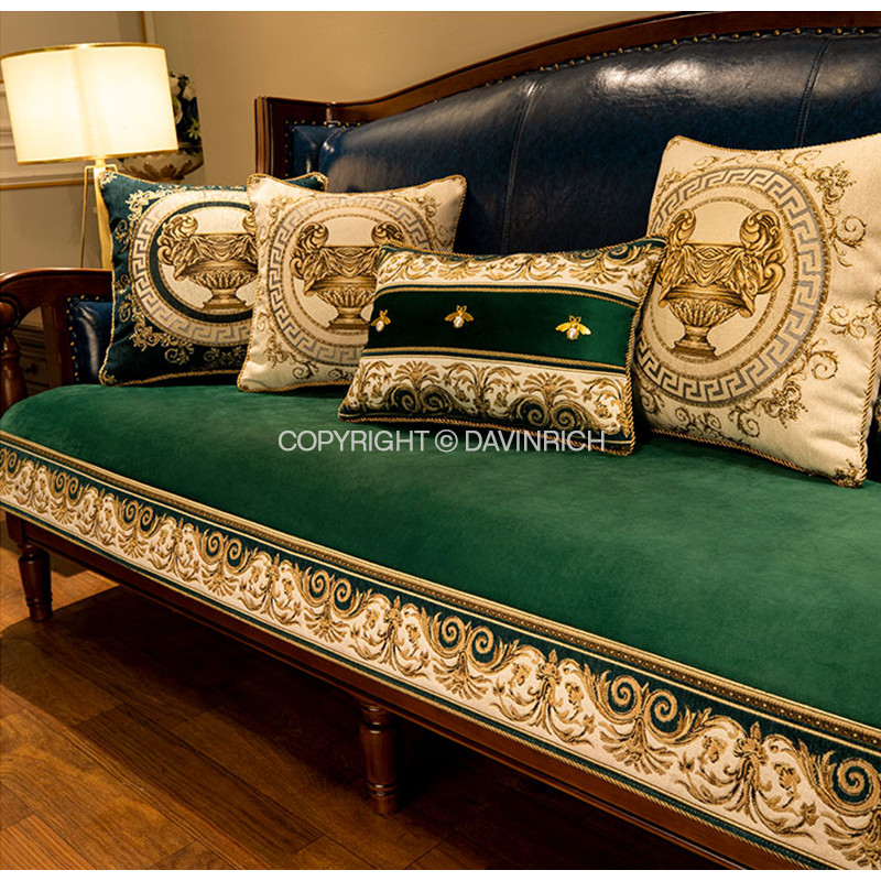 DAVINRICH Medusa Style navlake za jastučnice Agate Green Chenille Jacquard Četvrtaste jastučnice za kauč kauč dnevni boravak 47x47cm