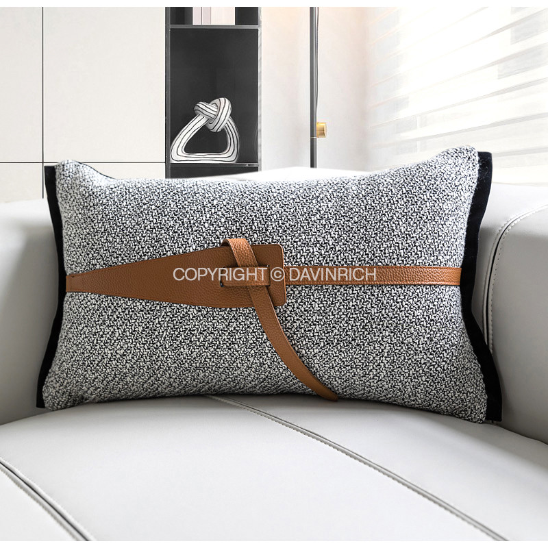 DAVINRICH H Style Dekoratív ágyéki párnahuzat Luxus vontatóköpeny Blet Design Modern minimalista derékpárna tok Villa Hotelhez