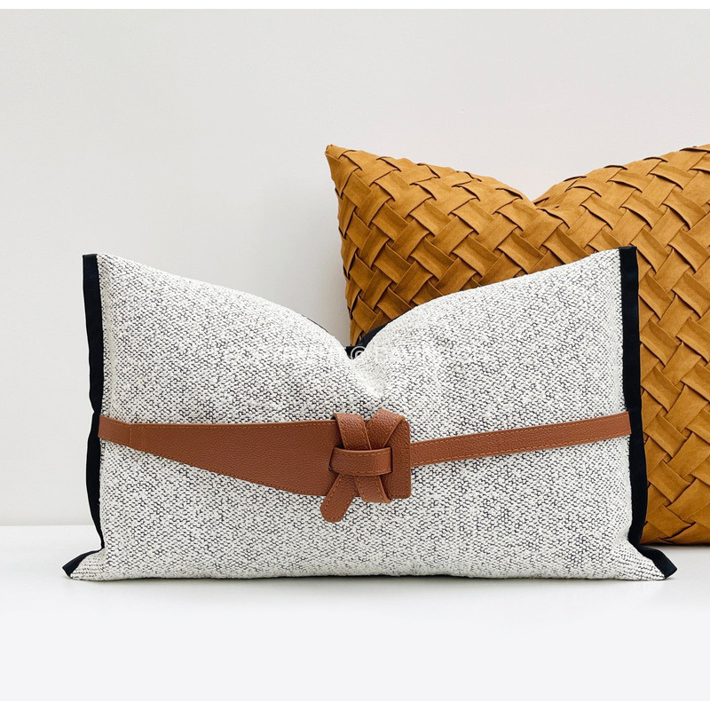 DAVINRICH H Style Dekoratív ágyéki párnahuzat Luxus vontatóköpeny Blet Design Modern minimalista derékpárna tok Villa Hotelhez