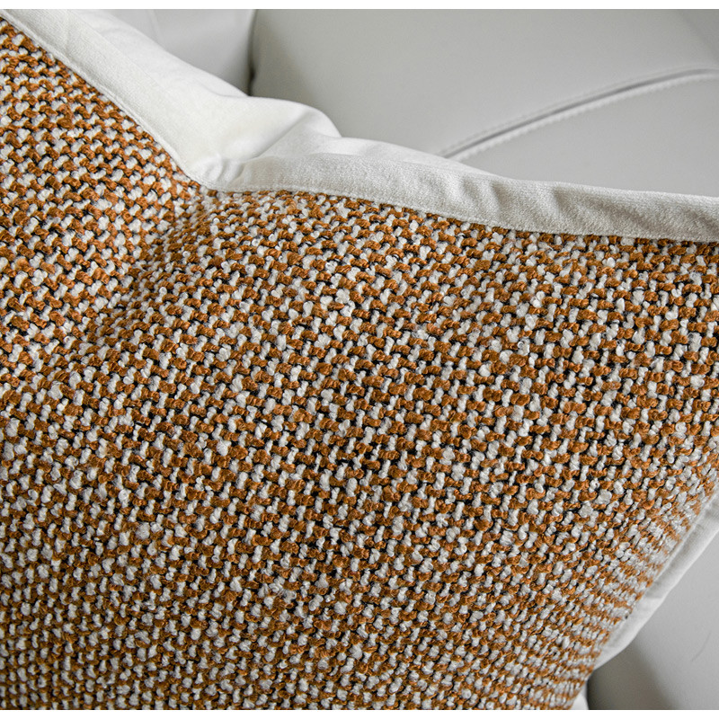 DAVINRICH Jastučnica s narančasto bež teksturom lana od jute Vintage Boho kućni dekor Moderna seoska kuća Boemska jastučnica 45x45 cm