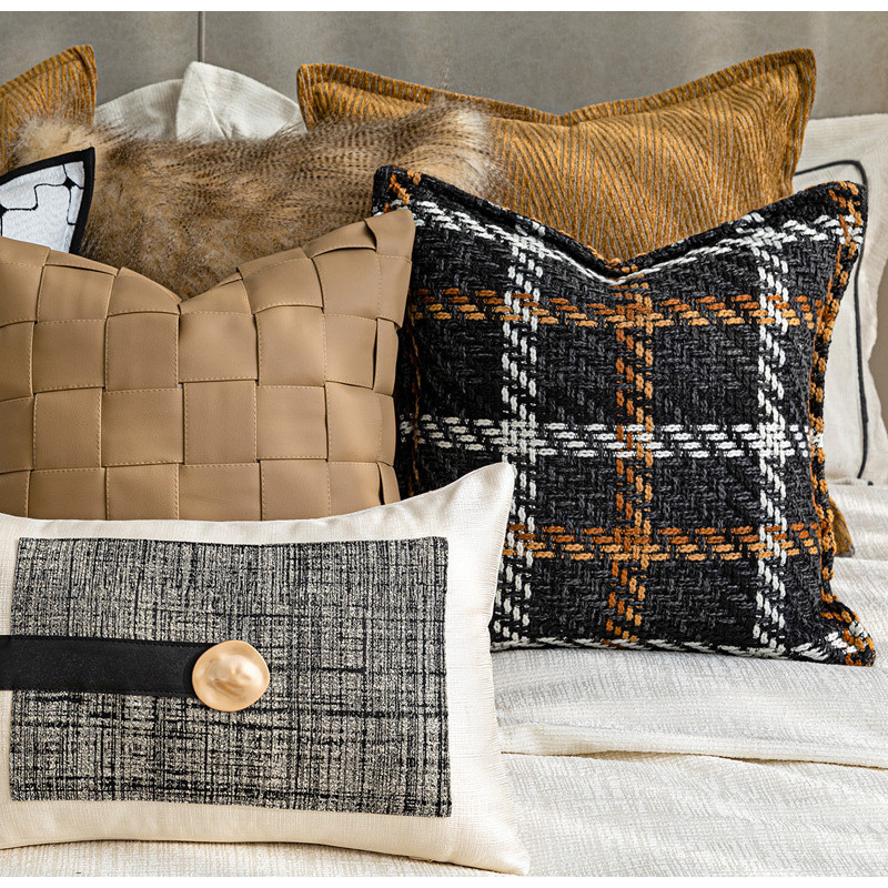 DAVINRICH Jastučnica s narančasto bež teksturom lana od jute Vintage Boho kućni dekor Moderna seoska kuća Boemska jastučnica 45x45 cm