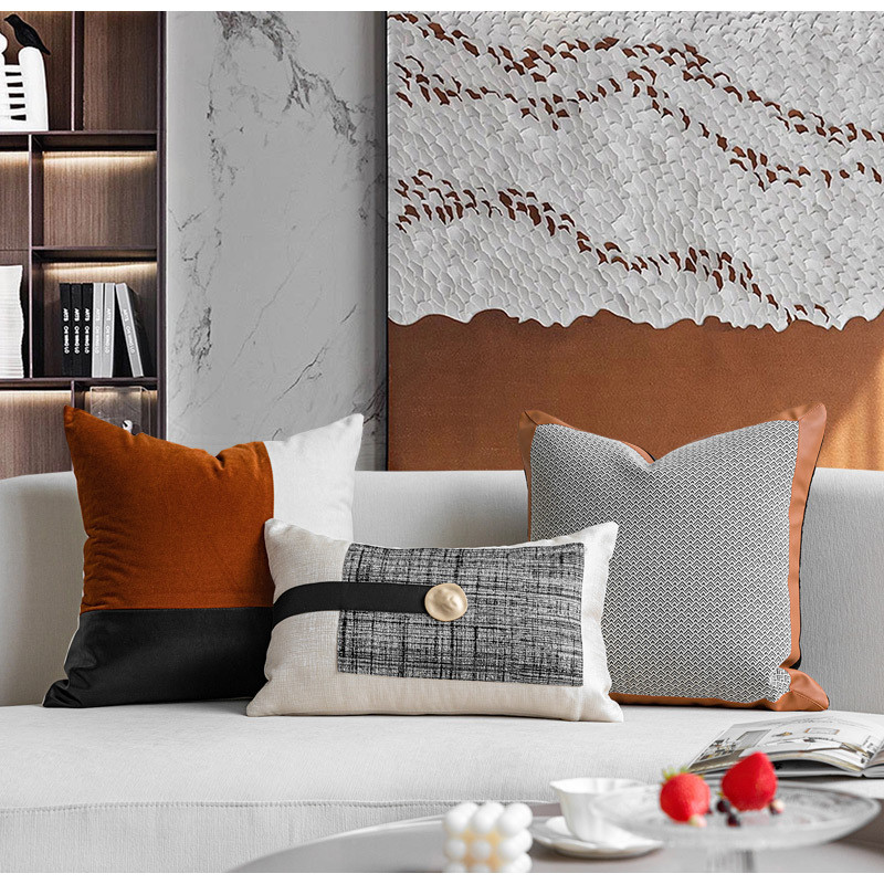 DAVINRICH Μητροπολιτικό κάλυμμα μαξιλαριού από μαλακό φανελένιο δερμάτινο συνονθύλευμα μαξιλαροθήκη οσφυϊκού τύπου Μοντέρνα πολυτελής διακόσμηση σπιτιού