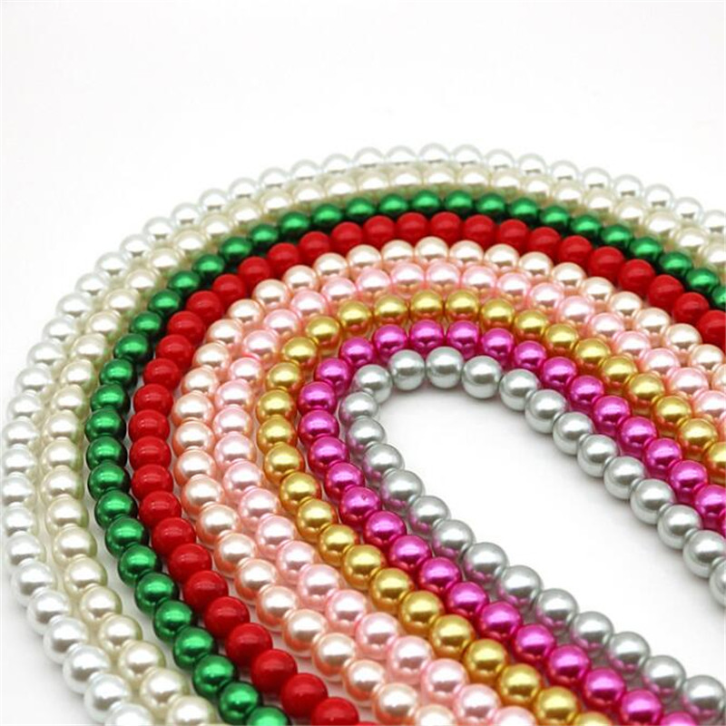 Hot Sale 4-14mm Όμορφη Πράσινη πολύχρωμη Απομίμηση Κοχυλιού Μαργαριτάρι Στρογγυλές Χαλαρές Χάντρες Γυναικεία πάρτι Γάμοι Δώρα Κοσμήματα Κατασκευή 15"