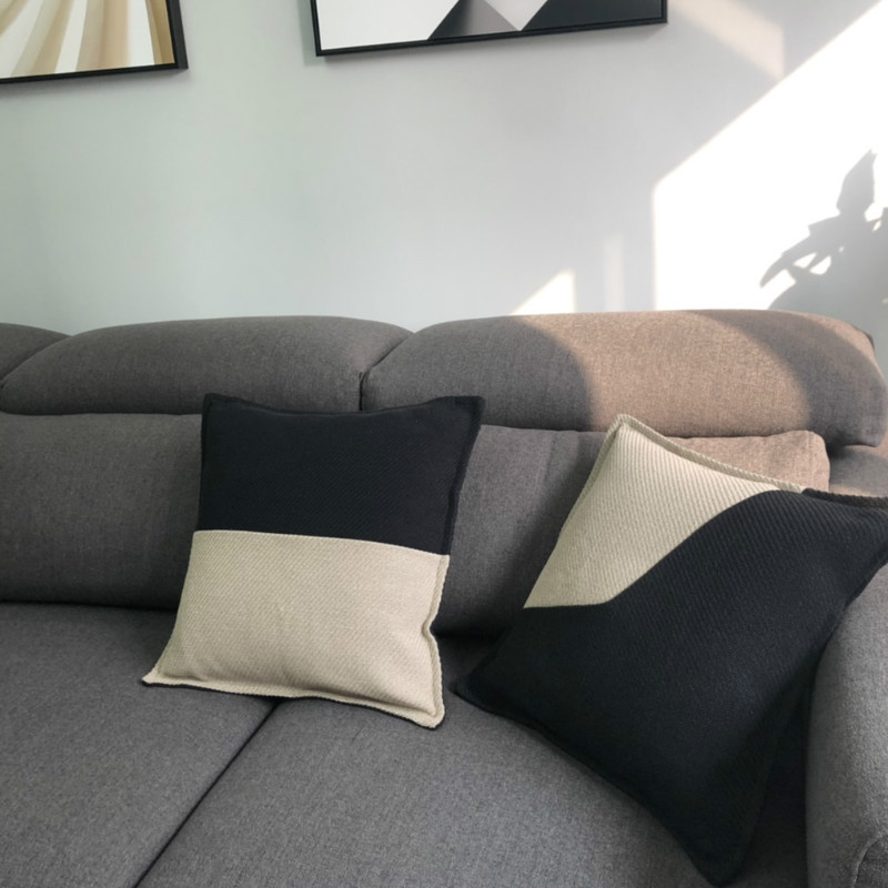 Kućni dekor Jastuk Navlaka Ukrasna jastučnica Moderna Jednostavna Luksuzna Slonovača crna patchwork mješavina tkanine Sofa Fotelja Posteljina