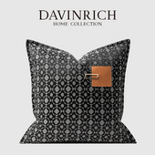 DAVINRICH Black Monogram Canvas Jacquard Square Jastučnica Luksuzna spojena ručno izrađena jastučnica 45x45cm Chic Home Decor