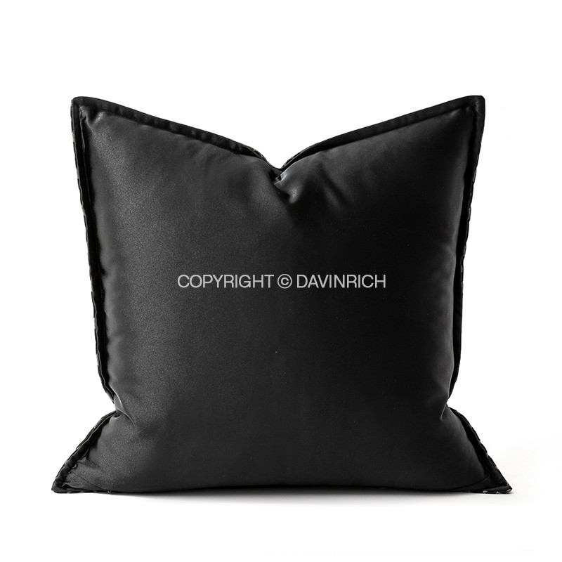 DAVINRICH Black Monogram Canvas Jacquard Square Jastučnica Luksuzna spojena ručno izrađena jastučnica 45x45cm Chic Home Decor