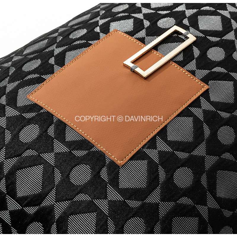 DAVINRICH Black Monogram Canvas Jacquard Square Jastučnica Luksuzna spojena ručno izrađena jastučnica 45x45cm Chic Home Decor