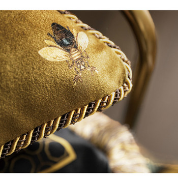 Διακοσμητικό κάλυμμα μαξιλαριού σπιτιού Διακοσμητική μαξιλαροθήκη European Luxury Art Χρυσό κίτρινο στάμπα μέλισσας βελούδινο μαλακό μαξιλάρι καρέκλας καναπέ Coussin