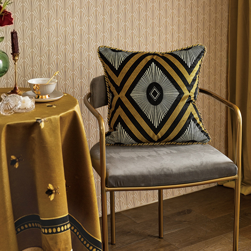 Kućni dekor Jastuk Navlaka Ukrasna jastučnica Europska luksuzna umjetnost Zlatno žuta Bee print Baršun Mekani Coussin Sofa Jastuk za stolicu