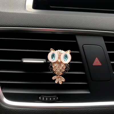 Metalna sova u boji parfem za modeliranje automobila Lijepa bušilica za vodu sova osvježivač zraka za automobil ukrasna kopča Rhinestone Parfem za automobil