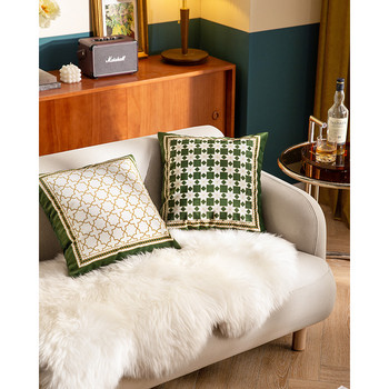 Διακόσμηση σπιτιού Απλό ρετρό καλλιτεχνικό κάλυμμα μαξιλαριού Διακοσμητική μαξιλαροθήκη Πολυτελής μοντέρνα ευρωπαϊκή γεωμετρική πράσινη καρέκλα κρεβατιού