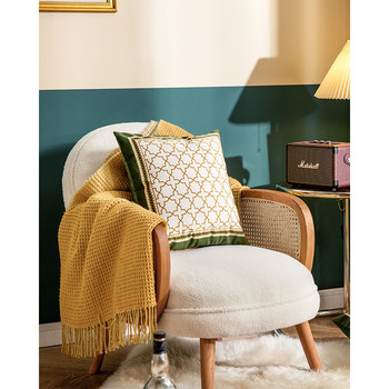 Домашен декор Проста ретро арт калъфка за възглавница Декоративна калъфка за възглавница Луксозен модерен европейски геометричен зелен диван Стол Спално бельо