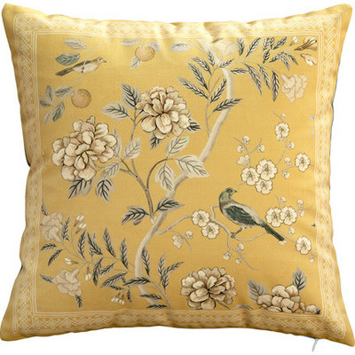 Kućni dekor Jastuk Četvrtasta ukrasna jastučnica Moderna umjetnička žuta kineska flora ptica Elegantna sofa stolica
