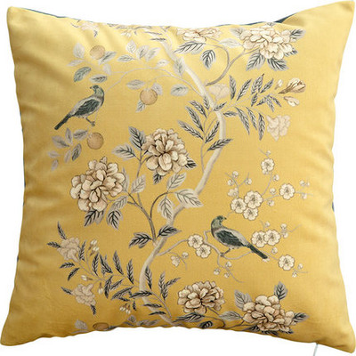 Kućni dekor Jastuk Četvrtasta ukrasna jastučnica Moderna umjetnička žuta kineska flora ptica Elegantna sofa stolica