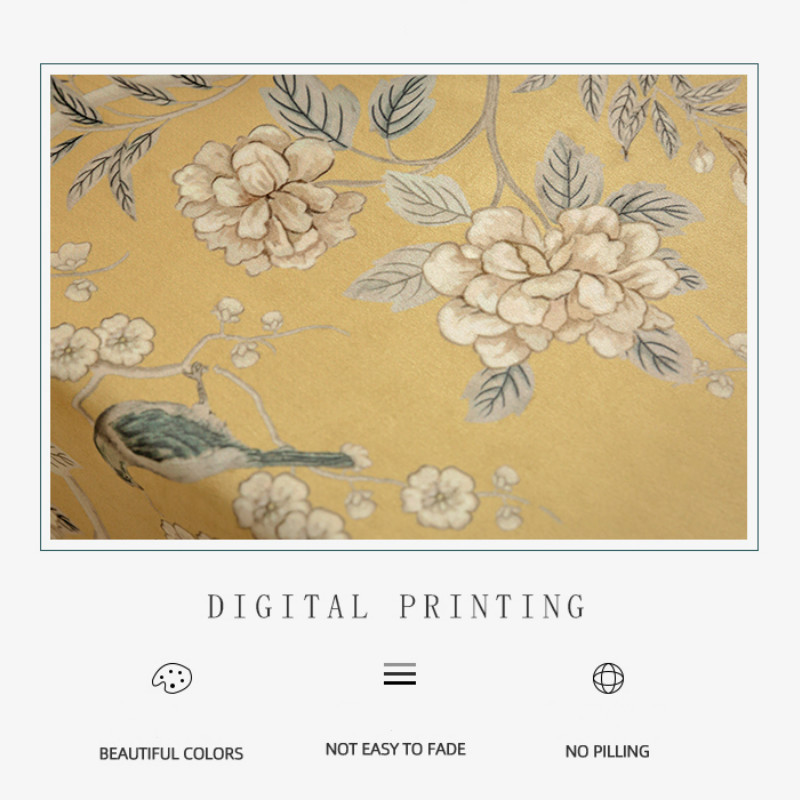 Kućni dekor Jastuk Četvrtasta ukrasna jastučnica Moderna umjetnička žuta kineska flora ptica Elegantna sofa stolica