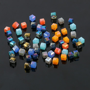 2 mm, 3 mm, 4 mm AB цветен фасетиран куб, австрийски кристални стъклени мъниста, квадратни свободни дистанционни мъниста за изработка на бижута Направи си сам гривна, колие