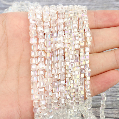 2 mm 3 mm 4 mm AB Fasetirana kocka austrijske kristalne staklene perle kvadratne labave razmaknice za izradu nakita DIY narukvica ogrlica